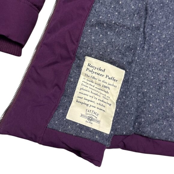 FAT FACE Designer Fleece Lined RECYCLED POLYESTER FILL Parka Coat Womens XS - Picture 6 of 8